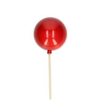 4A Pearl Kerstbal Bijsteker | Kleur: Rood | Kerst Decoratie | Diameter kerstbal 6 centimeter | Lengte bijsteker ± 50 centimeter | Per 25 bijstekers