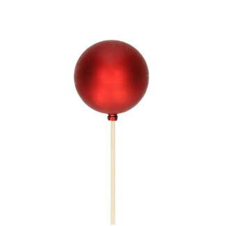 4A Matte Bauble Pick | Colour: Red | Christmas Decoration | Diameter bauble 6 centimeter | Length pick ± 50 centimeter | Per 25 bauble picks
