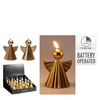 4A LED Engel Assorti | Kleur: Goud | Kerst Decoratie | Lengte 9 centimeter | Breedte 7 centimeter | Hoogte 11 centimeter | exclusief batterijen | Per 16 engelen