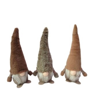 4A Gnome Assorted | Colour: Brown | Christmas Decoration | Diameter 12 centimeter | Height 29 centimeter | Per 6 gnomes