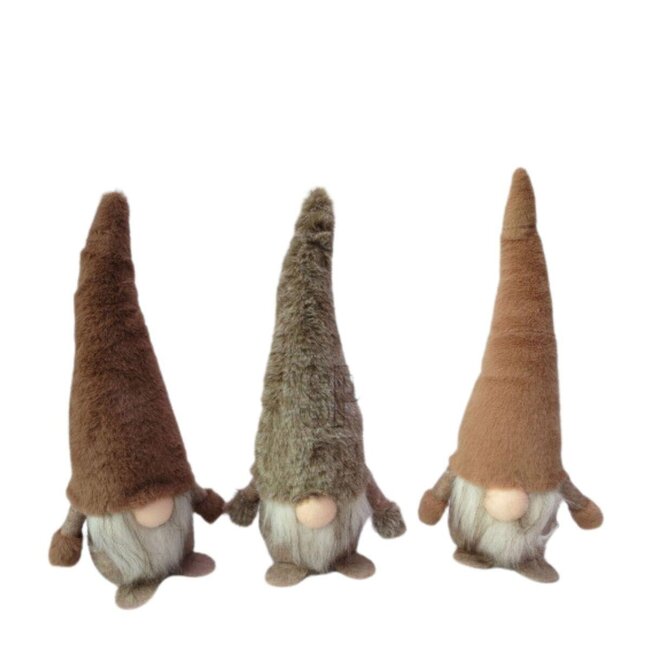 Gnoom Assorti | Kleur: Bruin | Kerst Decoratie | Diameter 12 centimeter | Hoogte 29 centimeter | Per 6 gnomen