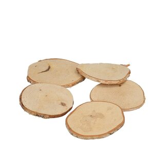 4A Berken Houtschijven | Kleur: Bruin | Droogdecoratie | Diameter 8 centimeter | Hoogte 9 centimeter | Per 10 houtschijven