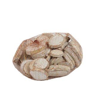 4A Berken Houtschijven | Kleur: Naturel Wit | Droogdecoratie | Diameter 3 - 6 centimeter | Inhoud 250 gram | Per zak