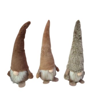 4A Gnome Assorted | Colour: Brown | Christmas Decoration | Diameter 12 centimeter | Height 34 centimeter | Per 6 gnomes