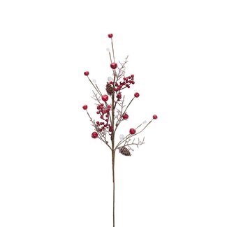 4A Berry branch | Colour: Red | Christmas Decoration | Length 54 centimetre | Per 12 branches