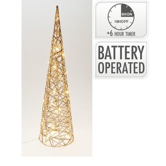 4A LED Cone | Colour: Gold | Christmas Decoration | 30 LED Lights | Height 60 centimeter | Per cone