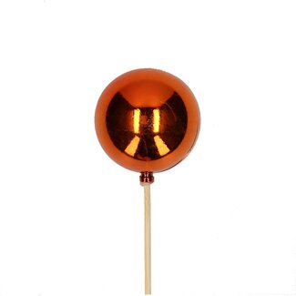 4A Bauble Pick | Colour: Orange | Christmas Decoration | Diameter bauble 6 centimeter | Length pick ± 50 centimeter | Per 25 picks