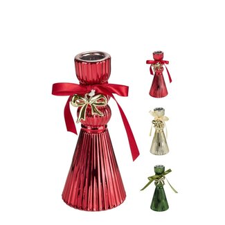 4A Candlestick Bow | Colour: Mixed Colours | Christmas Decoration | Diameter 6.5 centimetre | Height 14 centimetre | Per 12 candlesticks