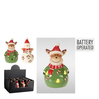 4A LED Christmas figure Assorted | Colour: Mixed Colours | Christmas Decoration | Width 8 centimeter | Height 13 centimeter | excluding batteries | Per 12 Christmas figures