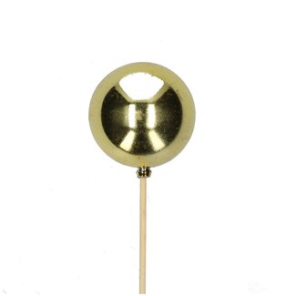 4A Christmas bauble pick | Colour: Gold | Christmas decoration | Bauble diameter 6 centimeter | Pick length ± 50 centimeter | Per 25 picks