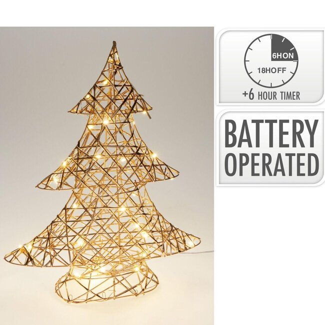 LED Christmas Tree | Colour: Gold | Christmas Decoration | 30 LED lights | Length 33 centimetre | Height 40 centimetre | Per Christmas tree