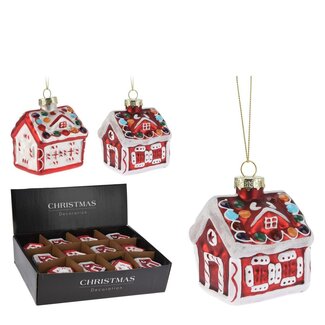 4A House Christmas Baubles Assorted | Colour: Red White | Christmas Decoration | Height 8 centimetre | Per 12 Christmas baubles
