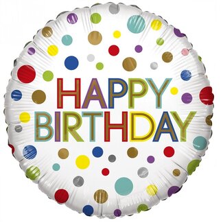 4A Eco Balloon “Happy Birthday” | Colour: Mixed Colours | Diameter 45 centimeter | Per 10 balloons