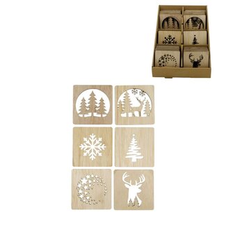 4A Christmas Coasters | Colour: Light brown | Christmas Decoration | Length 10 centimeter | Width 10 centimeter | Per 48 coasters