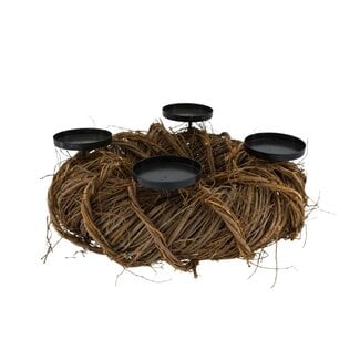 4A Wilgen Kaarshouder | Kleur: Bruin | Kerst Decoratie | Hoogte 35 centimeter | Per kaarshouder
