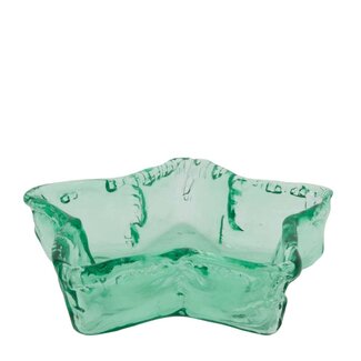 4A Glazen Ster Schaal | Kleur: Groen Transparant | Kerst Decoratie | Diameter 23 centimeter | Hoogte 6.5 centimeter | Per 4 schalen