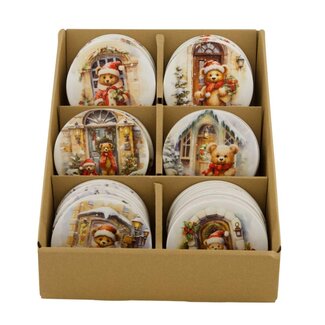 4A Bear Coaster Assorted | Colour: Mixed Colours | Christmas Decoration | Length 10 centimeter | Width 10 centimeter | Per 36 coasters