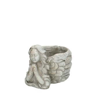 4A Ceramic Pot with Angel | Colour: Grey | All Saints Decoration | Length 16 centimetre | Width 13 centimetre | Height 12 centimetre | Per 12 pots