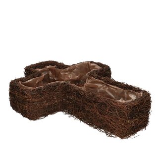 4A Flowerpot Planter Cross | Colour: Dark brown | All Saints Decoration | Length 42 centimetre | Width 32 centimetre | Height 9.5 centimetre | Per cross
