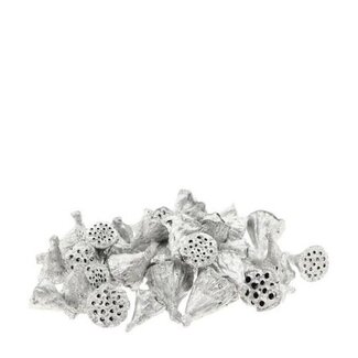 4A Dried Mini Lotus Pods with Glitter | Colour: Silver | Christmas Decoration | Dried Decoration | Per 200 pods