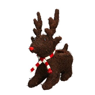 4A Salim Reindeer Flowerpot Plant Box | Colour: Brown | Christmas Decoration | Diameter 8 centimetre | Height 30 centimetre | Per 2 reindeer