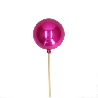 4A Pearl Christmas Bauble Pick | Colour: Cerise | Christmas Decoration | Diameter bauble 6 centimetre | Length pick ± 50 centimetre | Per 25 picks