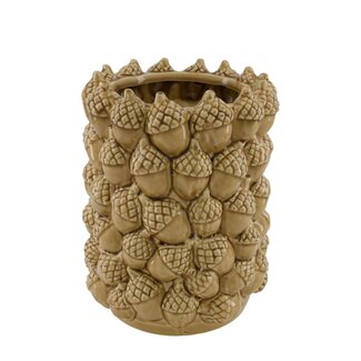 4A Keramieken Dennenappel Vaas | Kleur: Bruin | Kerst Decoratie | Diameter 22 centimeter | Hoogte 28 centimeter | Per vaas