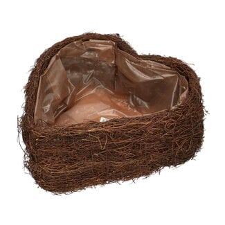 4A Salim Plantenbak Bloempot Hart | Kleur: Bruin | Allerheiligen Decoratie | Lengte 28 centimeter | Breedte 28 centimeter | Hoogte 11 centimeter | Per 2 harten