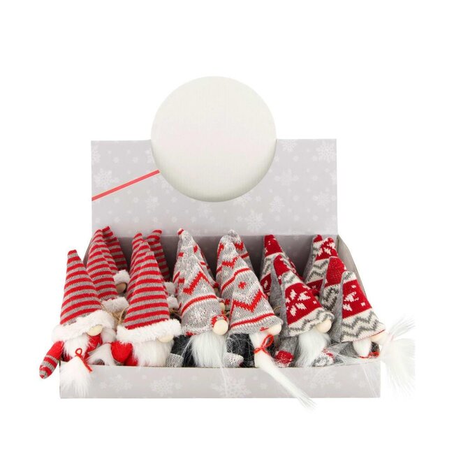 Gnoom Assorti | Kleur: Gemengde Kleuren | Kerst Decoratie | Diameter 8 centimeter | Hoogte 14 centimeter | Per 24 gnooms
