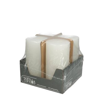 4A Rustieke Stompkaars “Safe Candle” | Kleur: Naturel Wit | Diameter 7 centimeter | Hoogte 14 centimeter | ± 69 branduren | Per 4 kaarsen