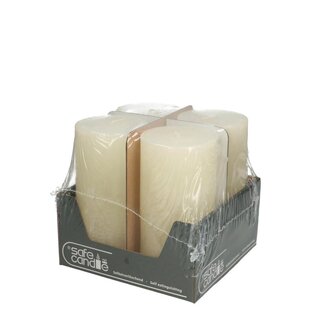4A Rustieke Stompkaars “Safe Candle” | Kleur: Crèmekleurig | Diameter 7 centimeter | Hoogte 14 centimeter | ± 69 branduren | Per 4 kaarsen