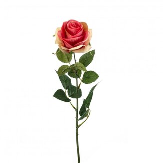 4A Roos Kunstbloem | Kleur: Donkerroze | Rozen kunstbloemen | Lengte ± 65 centimeter | Per 12 kunstrozen