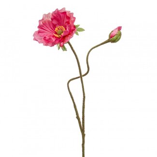 4A Papaver Kunstbloem | Kleur: Roze | Klaproos kunstbloemen | Lengte ± 74 centimeter | Per 6 kunstrozen