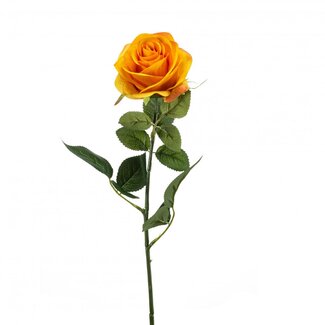 4A Roos Kunstbloem | Kleur: Oranje | Rozen kunstbloemen | Lengte ± 65 centimeter | Per 12 kunstrozen