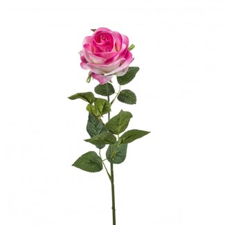 4A Roos Kunstbloem | Kleur: Roze | Rozen kunstbloemen | Lengte ± 65 centimeter | Per 12 kunstrozen