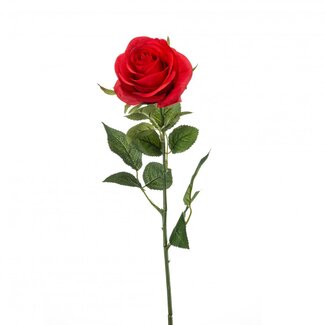 4A Roos Kunstbloem | Kleur: Rood | Rozen kunstbloemen | Lengte ± 65 centimeter | Per 12 kunstrozen