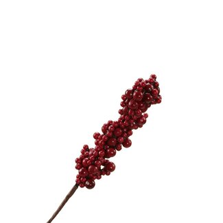 4A Branche met Baies S | Couleur: Rouge | Décoration de Noël | Longueur 17 centimeter | Par 12 branches