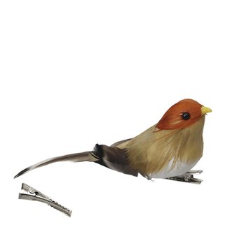4A Vogel mit Clip | Farbe: Gold | Weihnachtsdekoration | Länge 12.5 centimeter | Breite 3 centimeter | Pro 8 Vögel