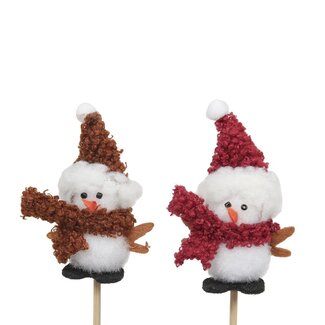 4A Snowman Pick | Colour: Mixed Colours | Christmas Decoration | Pick length 20 centimeter | Width 4.5 centimeter | Height 7.5 centimeter | Per 6 picks