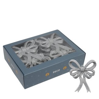 4A Strik | Kleur: Zilver | Kerst Decoratie | Lengte 13 centimeter | Breedte 11 centimeter | Per 12 strikken