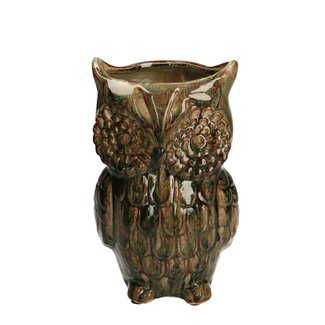 4A Herfst Keramiek Vaas uil 12.5*11.5*20cm