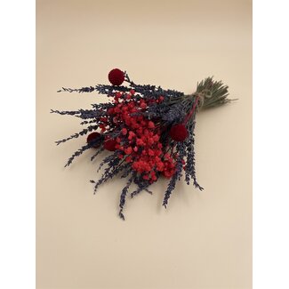 MyFlowers Boeket droogbloemen "Speciaal voor jou" | Lengte ± 45 centimeter | Met rood Gipskruid, Lavendel en rode Craspedia's