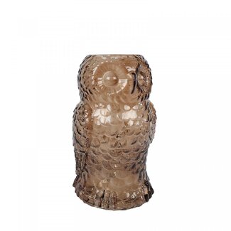 4A Herfst Glas vaas uil d16*20cm