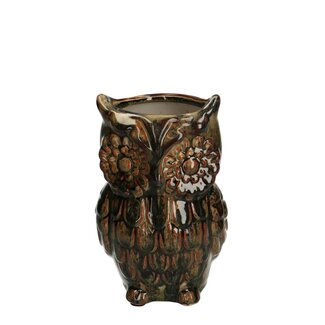 4A Herfst Keramiek Vaas uil 10.5*10*16cm