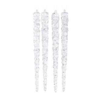 4A Suspension glaçon | Couleur : Transparent | Décoration de Noël | Longueur 15 centimètres | Par 4 suspensions