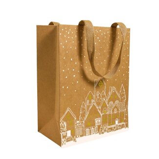 4A Sacs en papier “Sylvestre” Clayrton | Couleur : Marron clair | Décoration de Noël | Longueur 18 centimètres | Largeur 10 centimètres | Hauteur 23 centimètres | Par 10 sacs