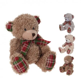 4A Ours de Noël en peluche | Couleur : Couleurs mélangées | Décoration de Noël | Hauteur 18 centimeter | Par 12 ours
