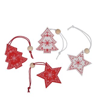 4A Suspension de Noël en bois assortie | Couleur : Couleurs mélangées | Décoration de Noël | Longueur 5 centimètres | Par 20 suspensions