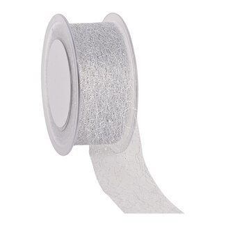 4A Band „C-Shiny Web“ | Farbe: Silber | Weihnachtsdekoration | Breite 38 Millimeter | Länge 25 Meter | Pro Rolle