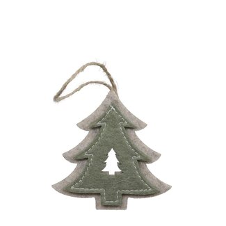 4A Suspension de sapin de Noël en feutre | Couleur : Vert | Décoration de Noël | Longueur 8.5 centimètre | Par 6 suspensions